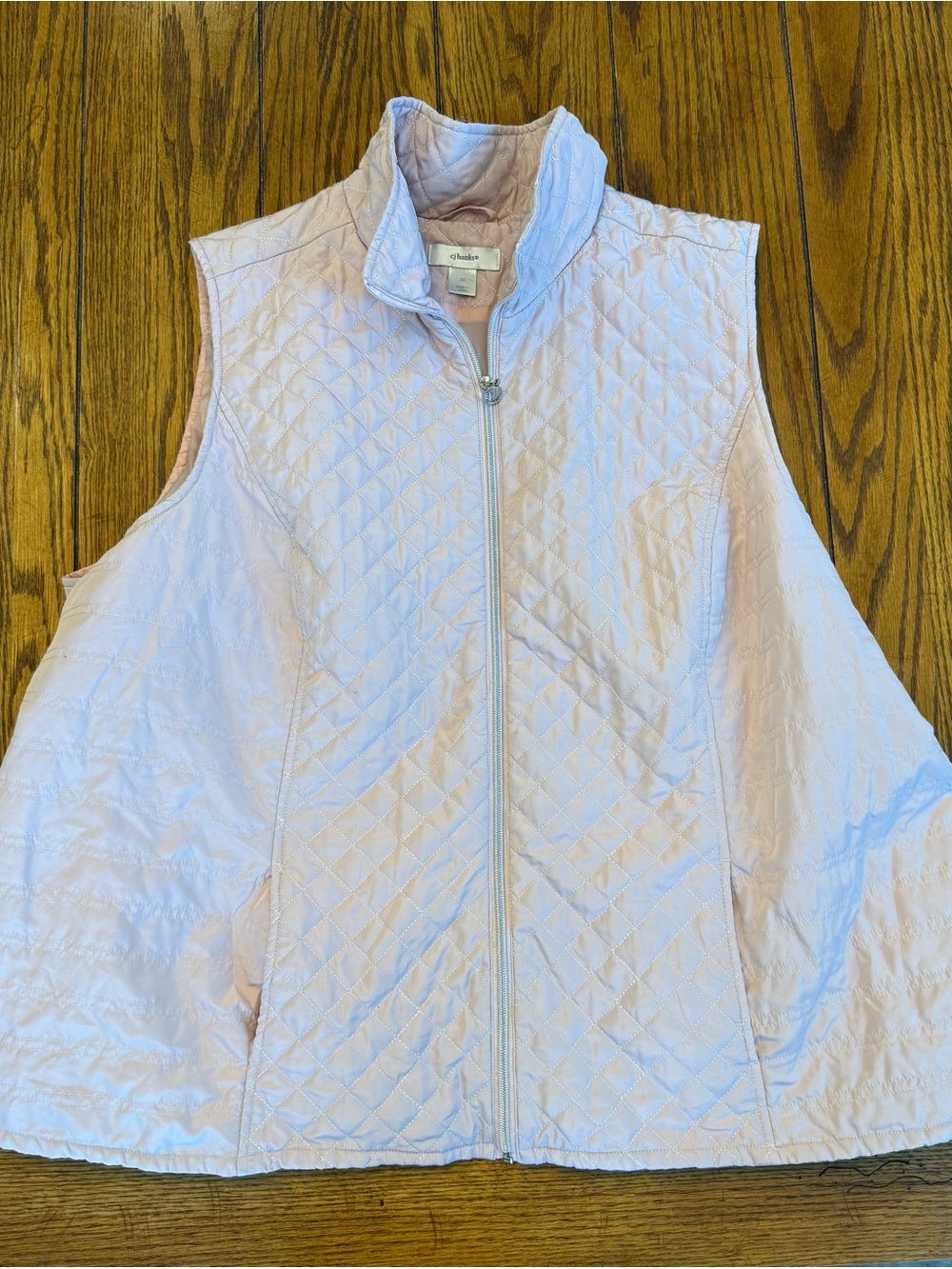 : C.J. Banks Quilted Vest 3X Blush Pink Diamond Stitch Full Zip Plus Size